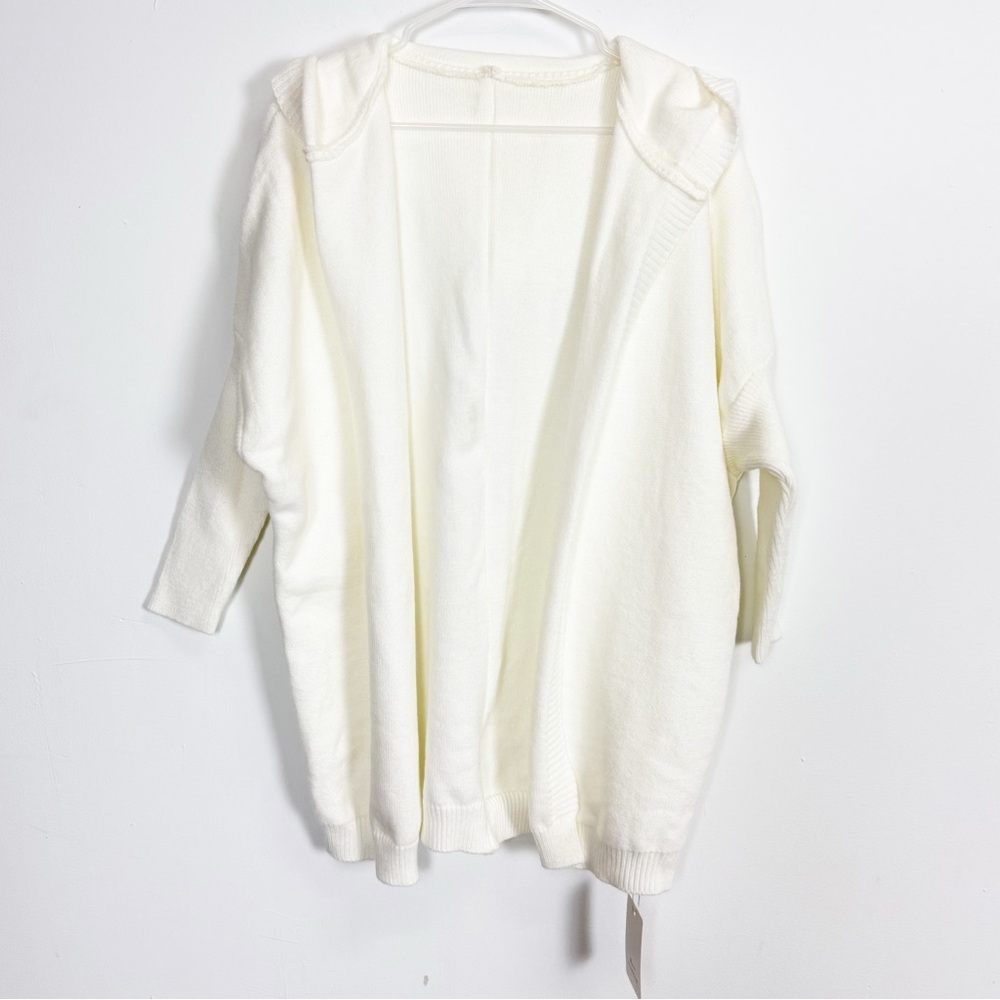 Rosa Clothing Hooded Cardigan Sweater Womens XL White Open Front NWT